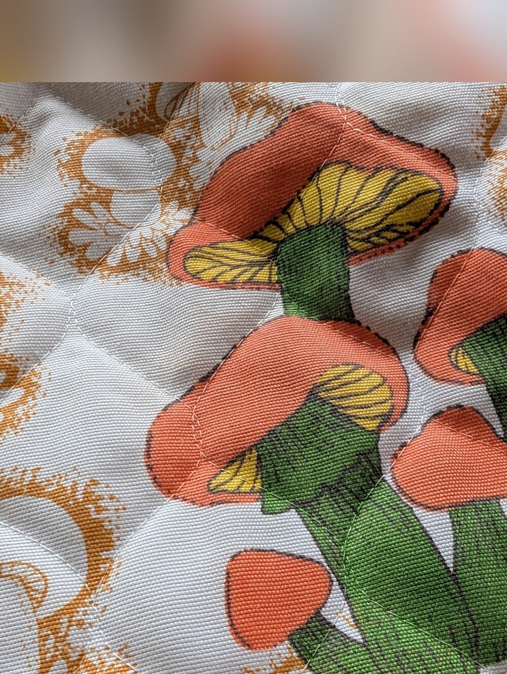 1970s Mushroom Quilted Toaster Cover Vintage Orange - Picture 2 of 4